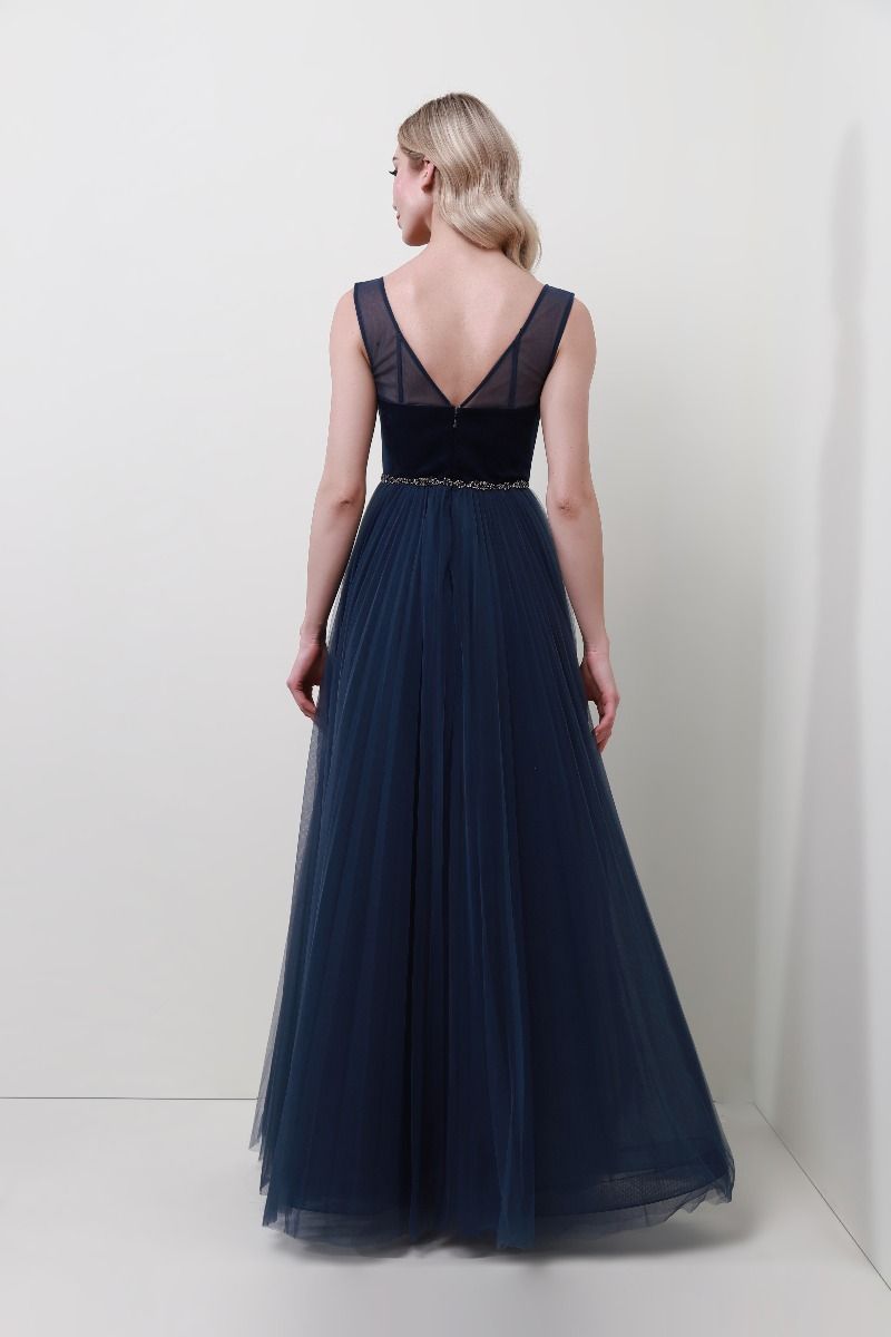 Embellished velvet inserts dress 