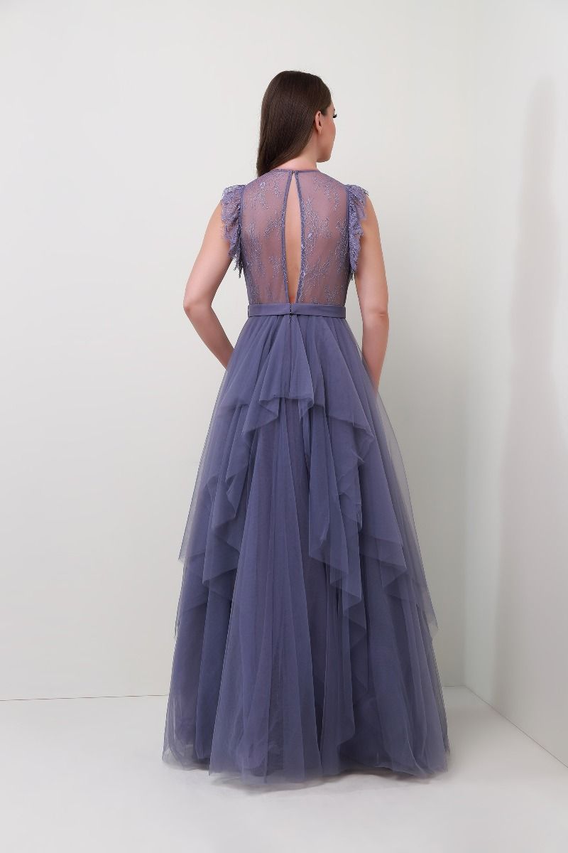 Embellished high neckline dress