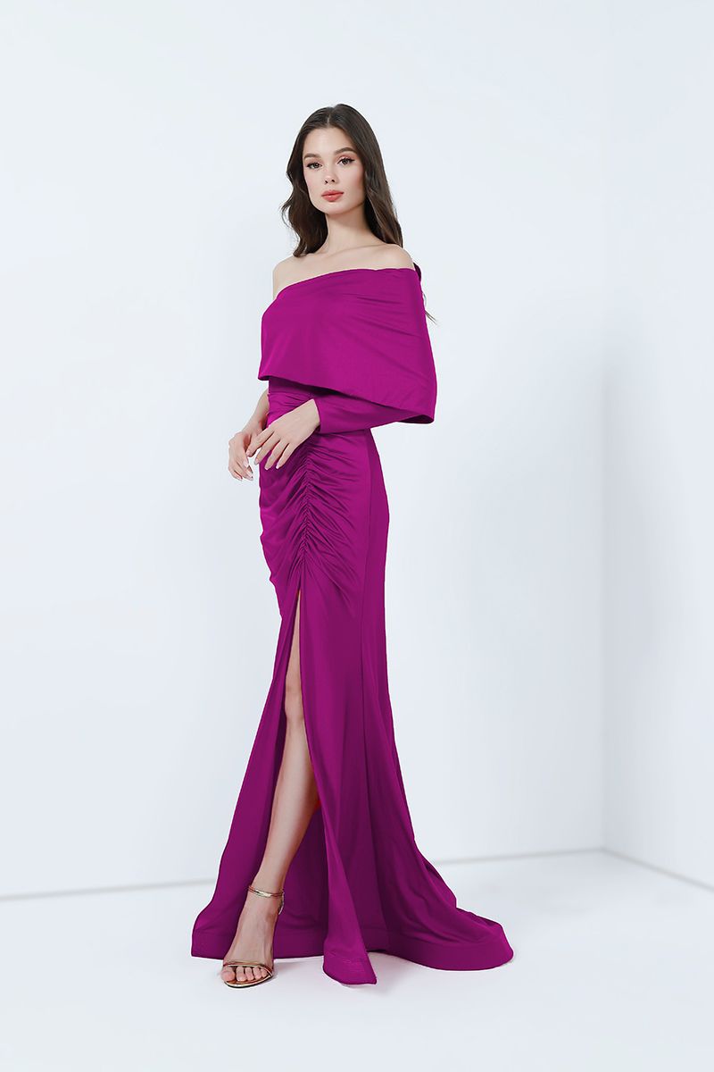 One-shoulder ruched dress