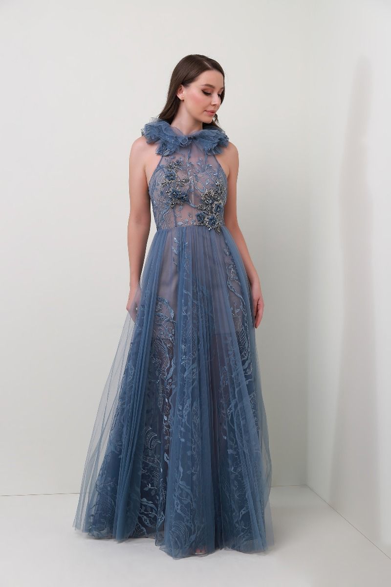 Choker frill neckline dress