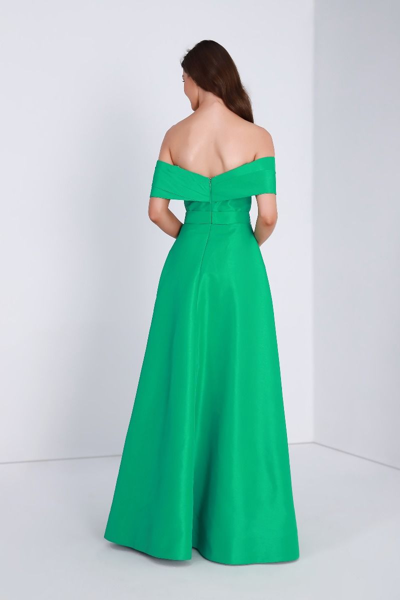 Off-shoulder satin dress