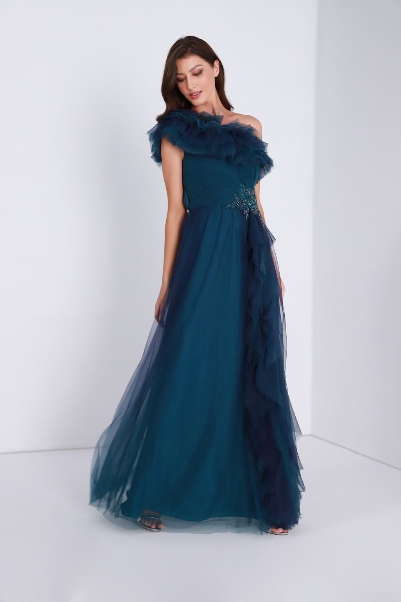 Ruffled one-shoulder dress