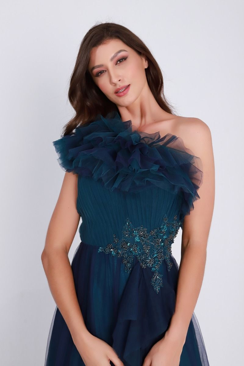 Ruffled one-shoulder dress