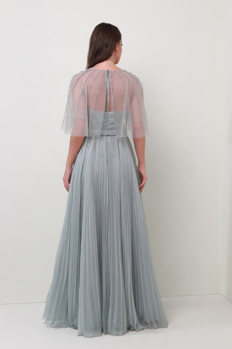 Embellished cape dress