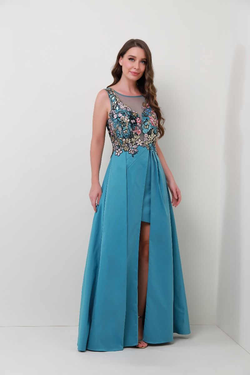 Colorful flower applique dress
