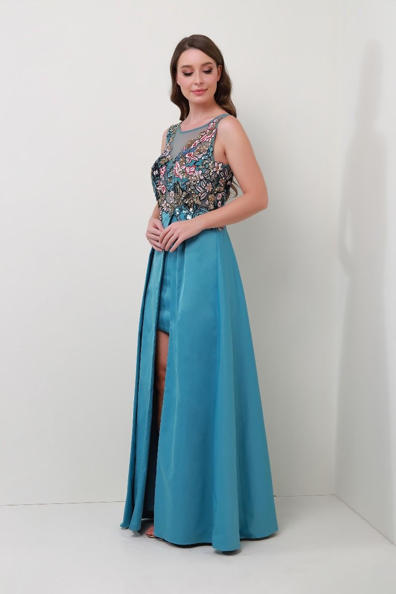 Colorful flower applique dress