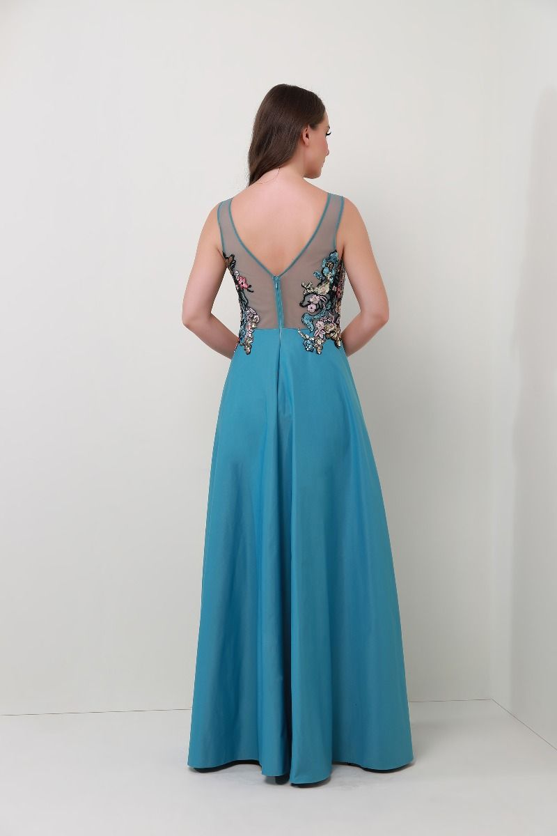 Colorful flower applique dress