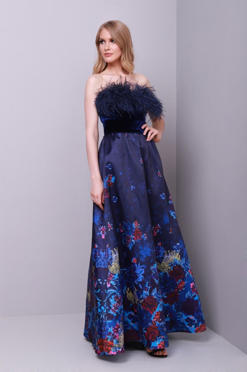 Feather trimming dress