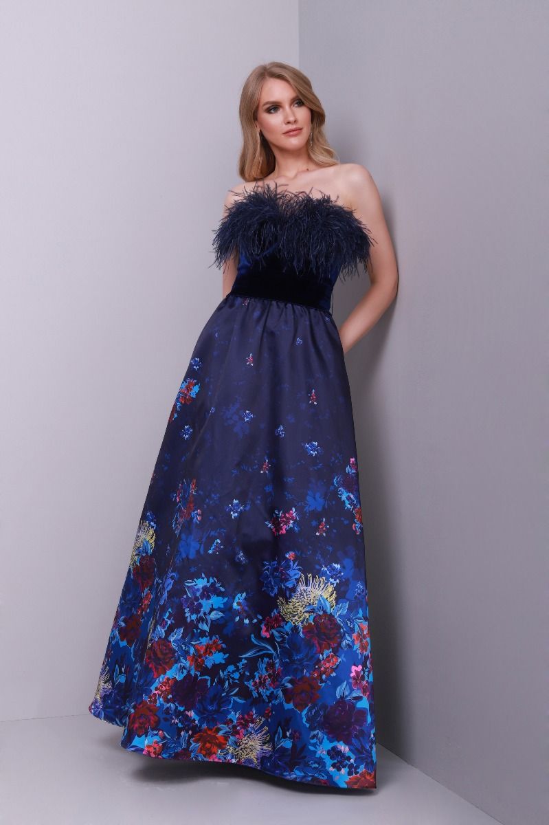 Feather trimming dress