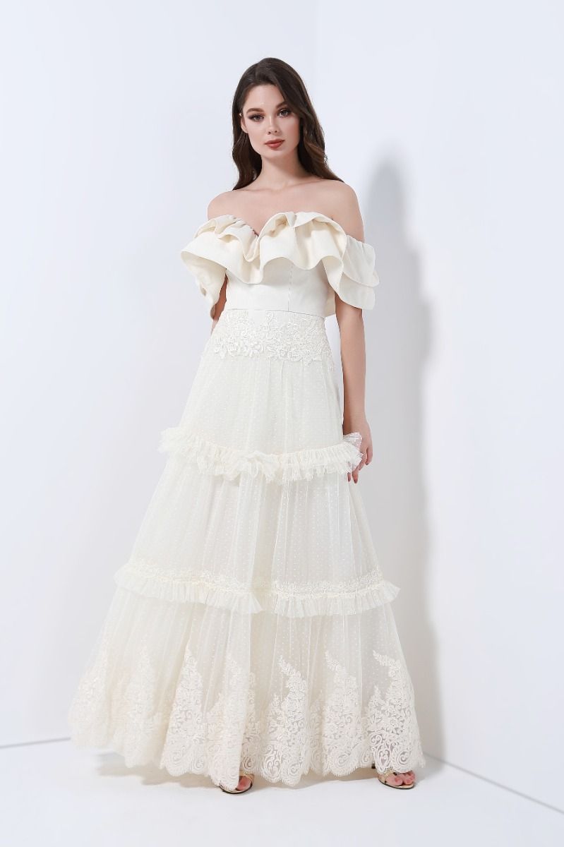 Ruffled off-shoulder set