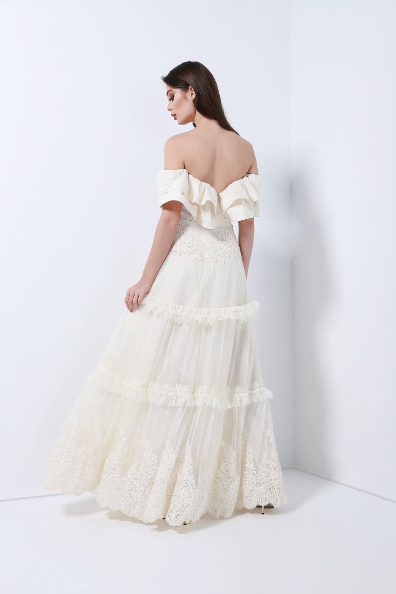 Ruffled off-shoulder set