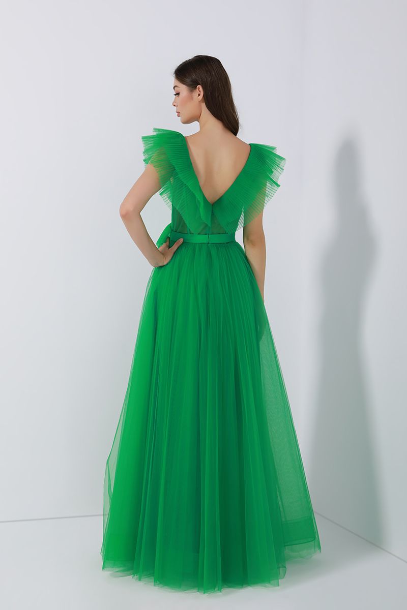 Deep Ruffled V neck dress