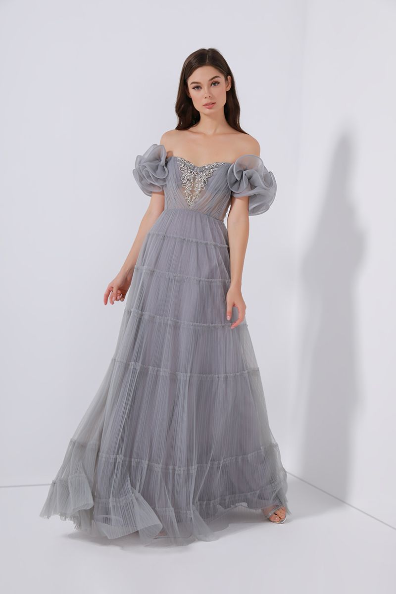 Ruffled off-shoulder dress