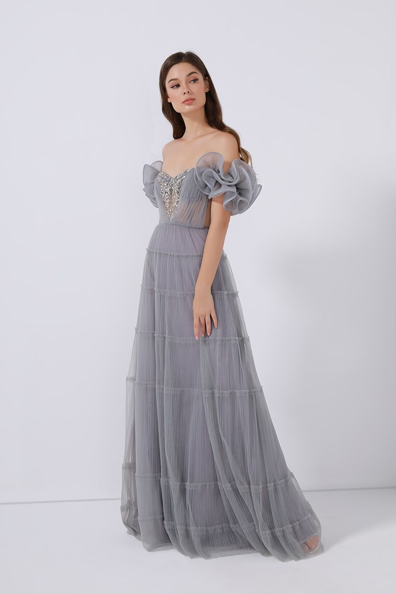 Ruffled off-shoulder dress