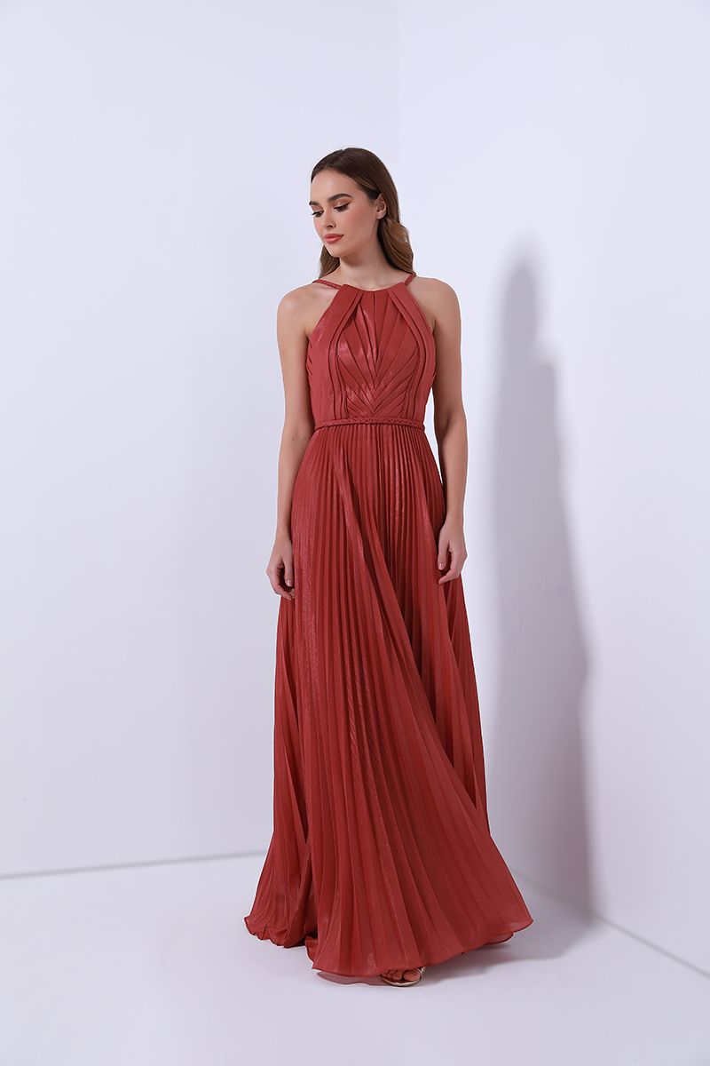 Halter pleated dress