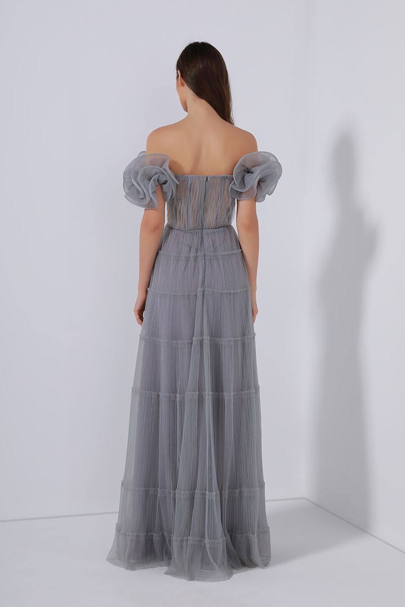 Ruffled off-shoulder dress