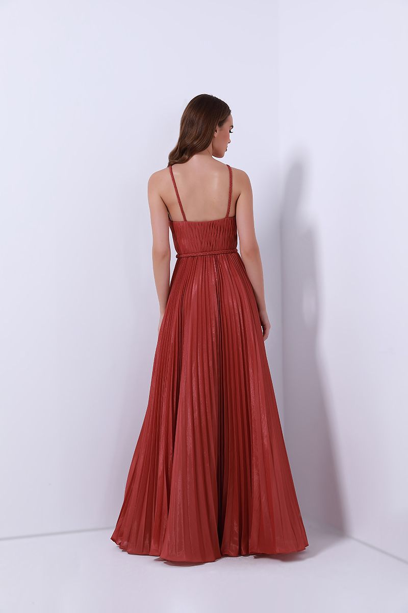 Halter pleated dress