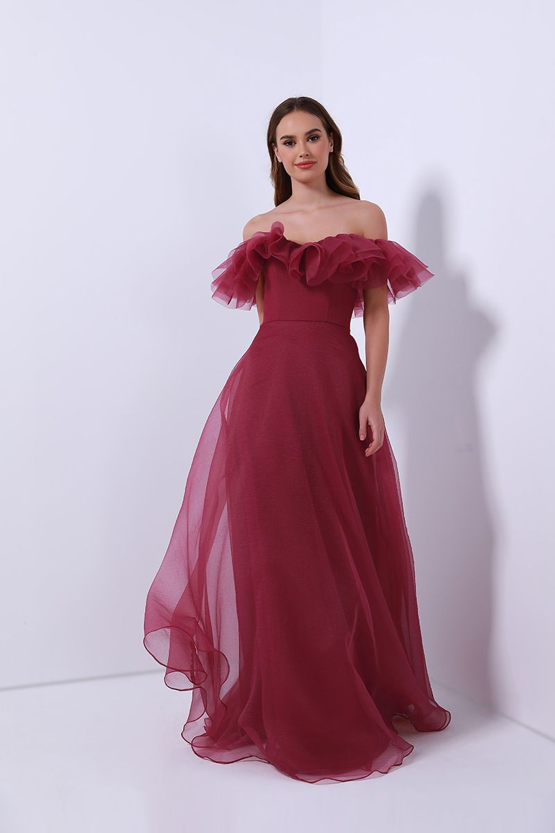 Ruffled off-shoulder dress