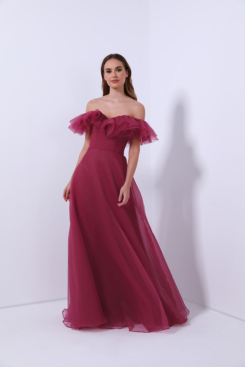 Ruffled off-shoulder dress