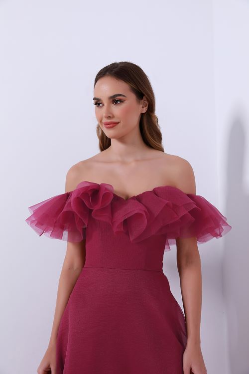 Ruffled off-shoulder dress