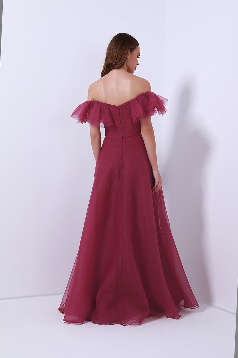 Ruffled off-shoulder dress