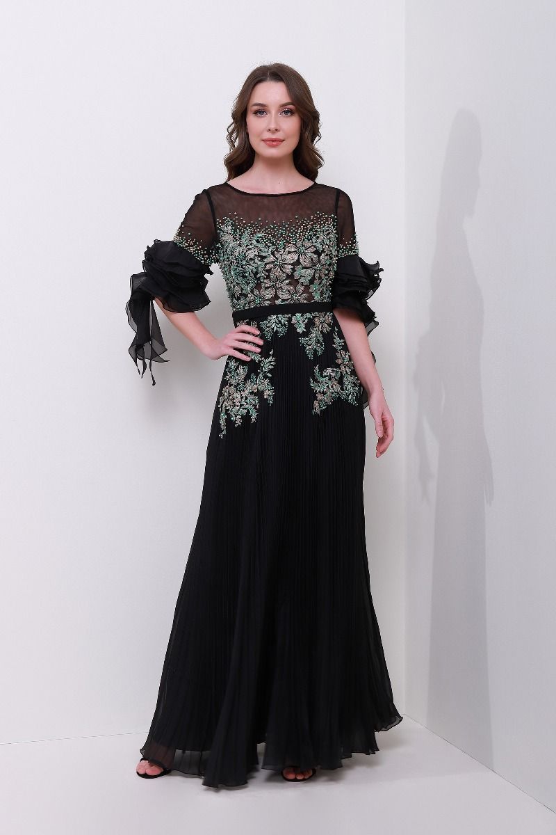 Colored pearls embellishments dress
