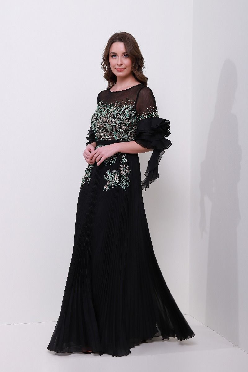 Colored pearls embellishments dress
