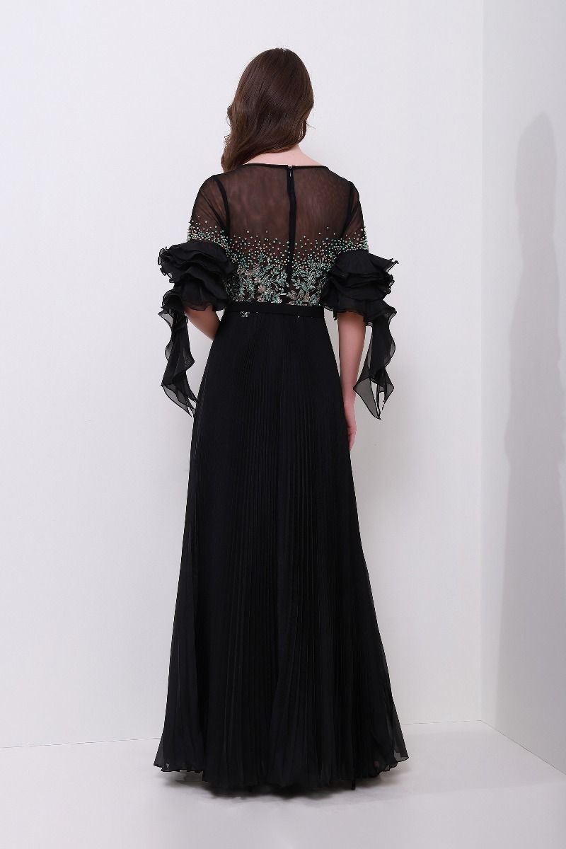 Colored pearls embellishments dress