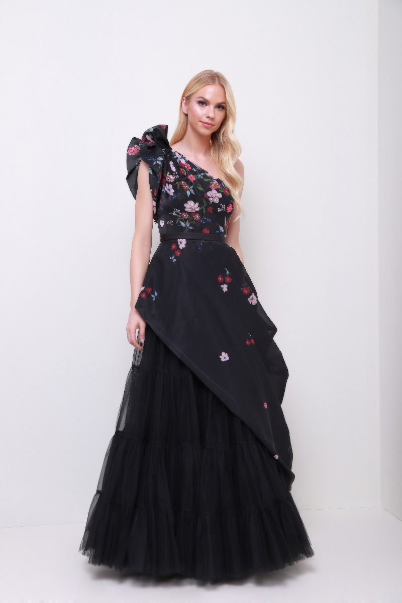 One shoulder floral dress