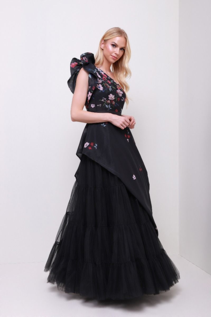 One shoulder floral dress