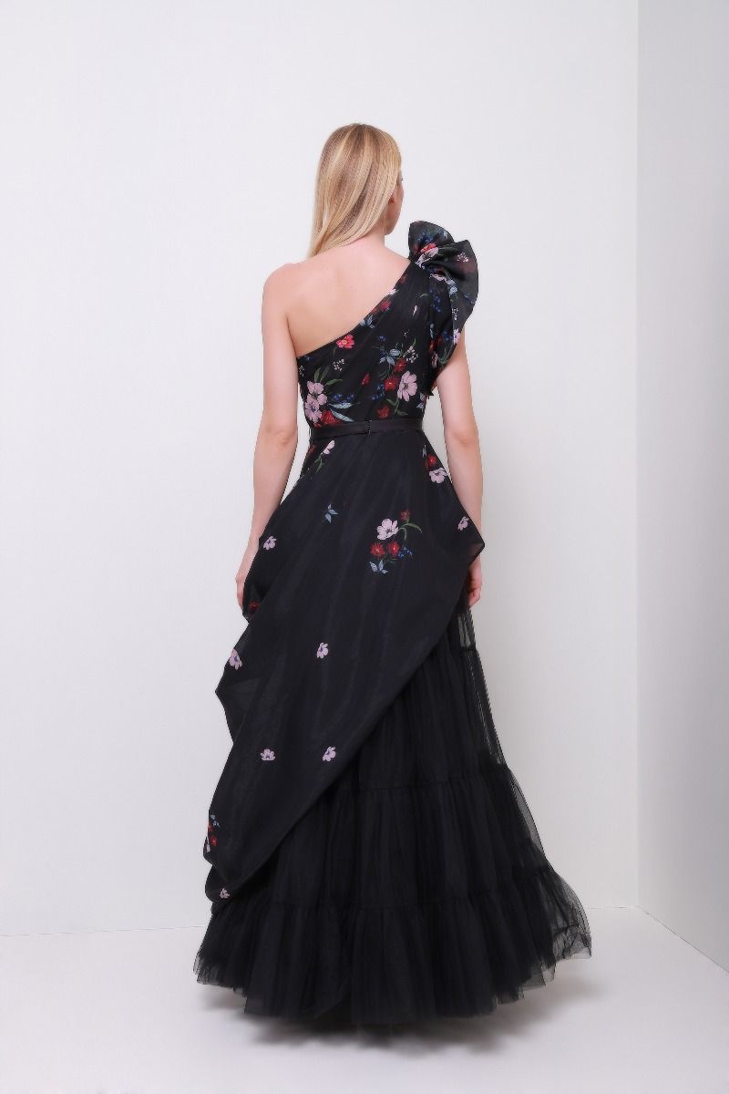 One shoulder floral dress