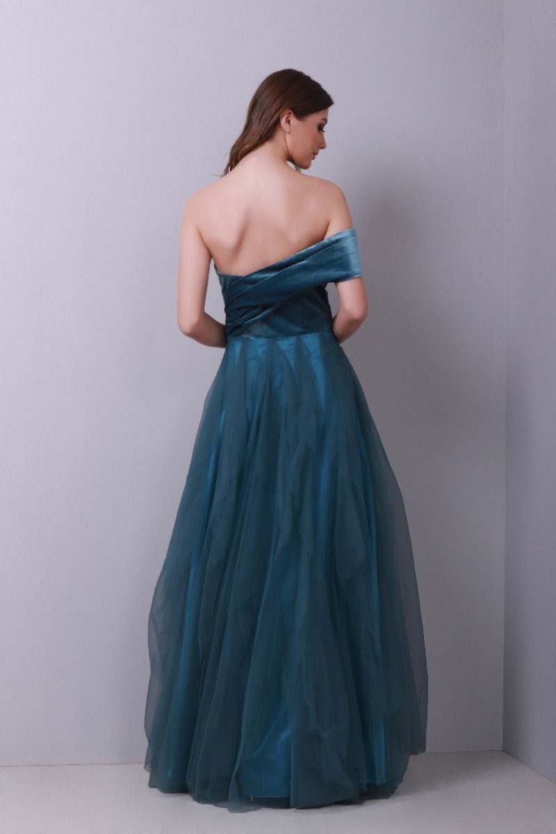 Embellished velvet bustier dress