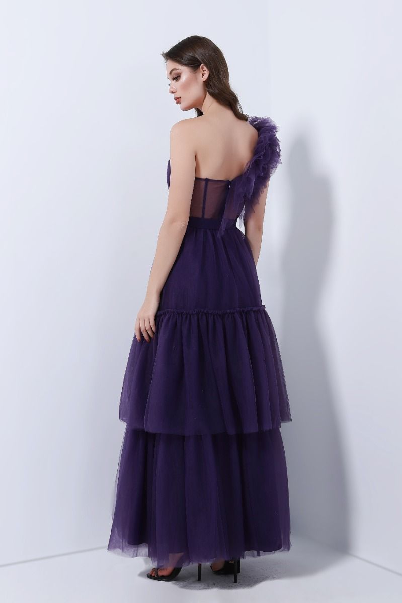 Ruffled one-shoulder dress