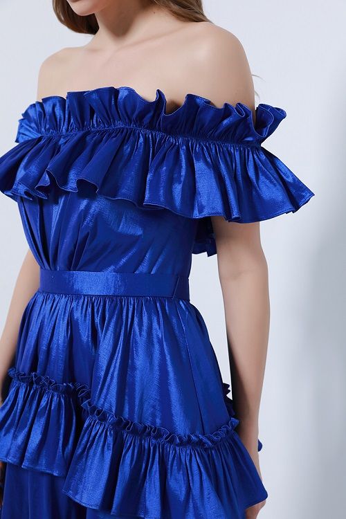 Ruffled off-shoulder dress