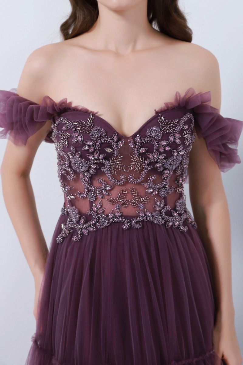 Rhinestone embellished bustier dress