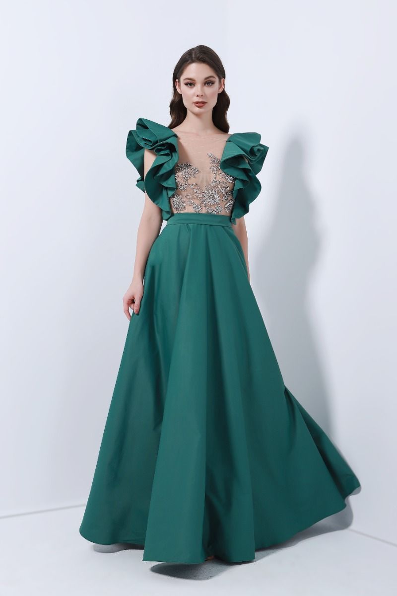 Ruffled shoulder dress