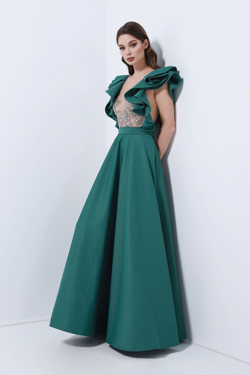 Ruffled shoulder dress