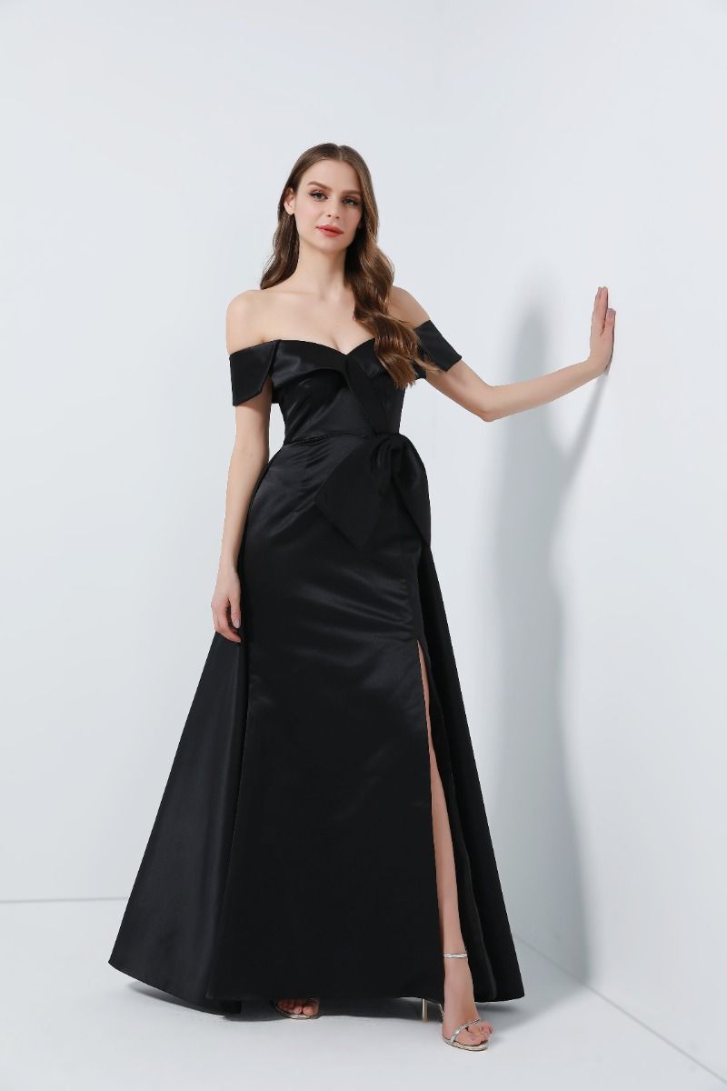 Satin off-shoulder dress