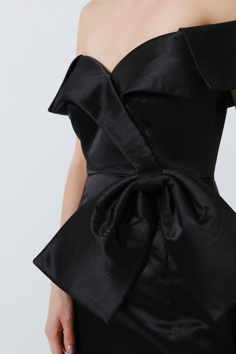 Satin off-shoulder dress