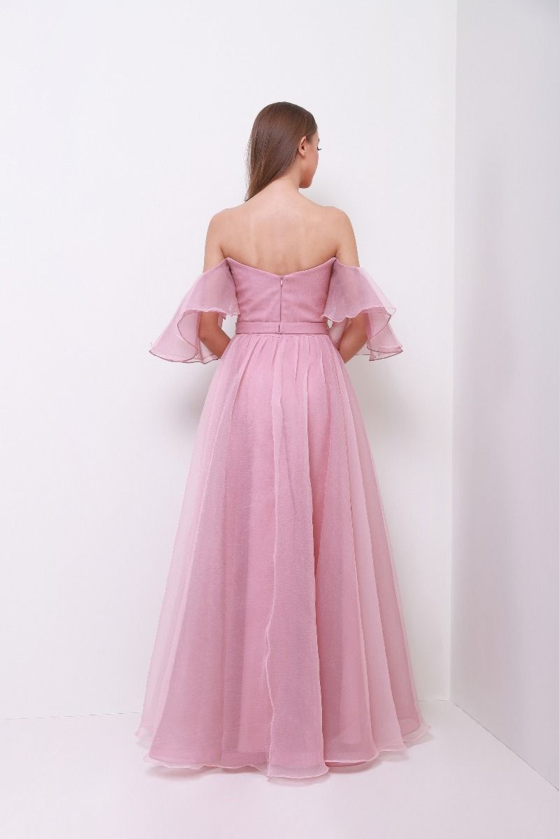 Ruffled off shoulder dress