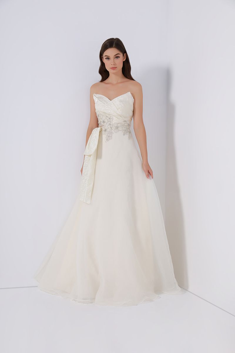 Embellished floral applique dress