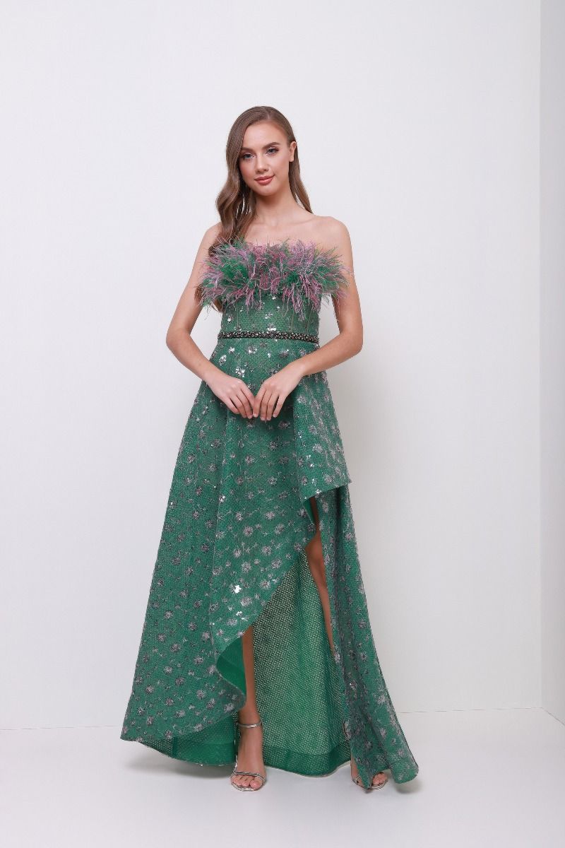 Feather bustier dress