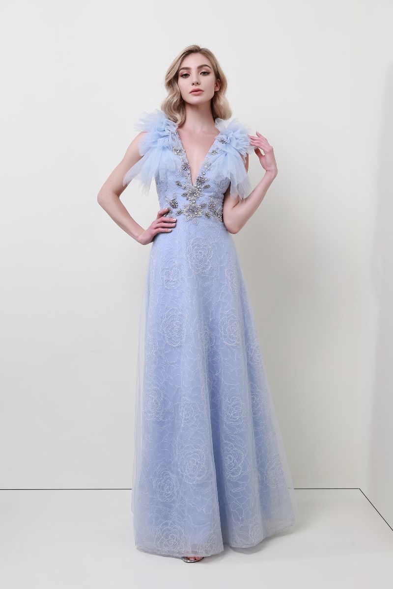 Ruffled shoulders dress