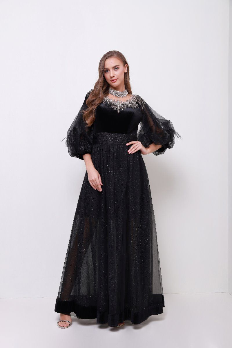 Embellished neckline dress