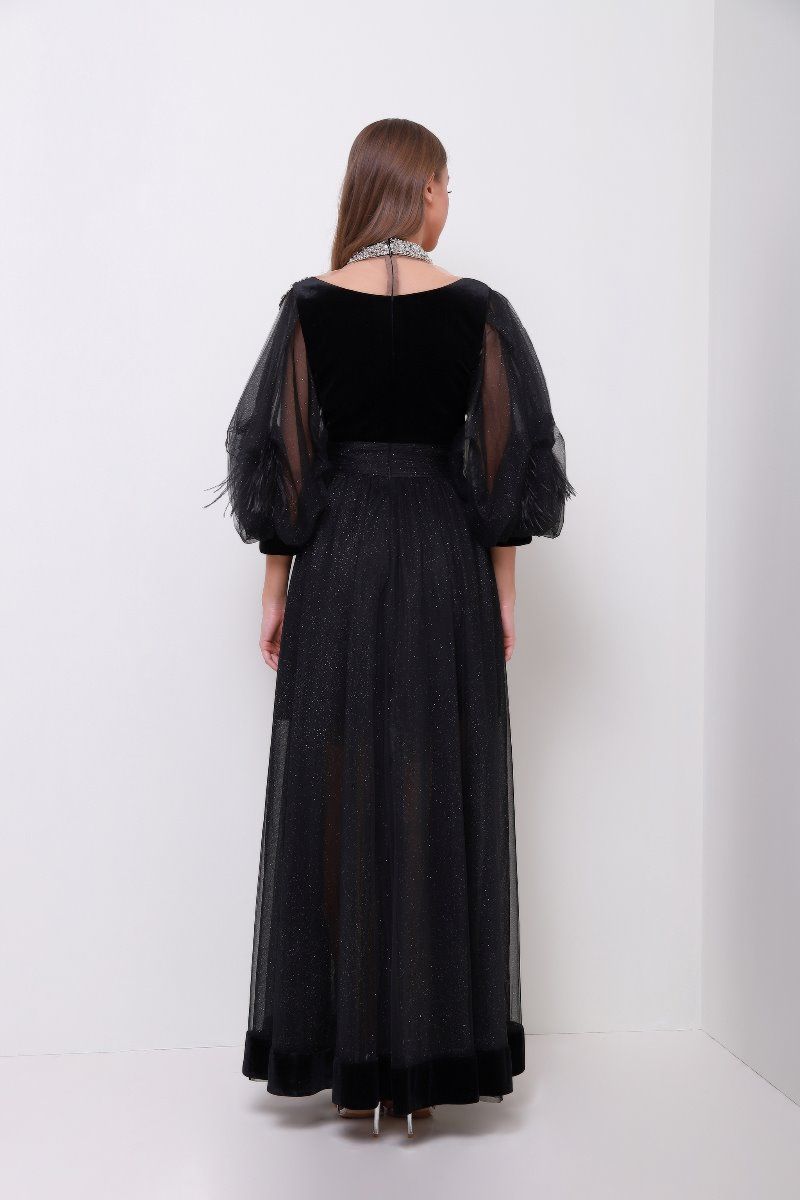Embellished neckline dress