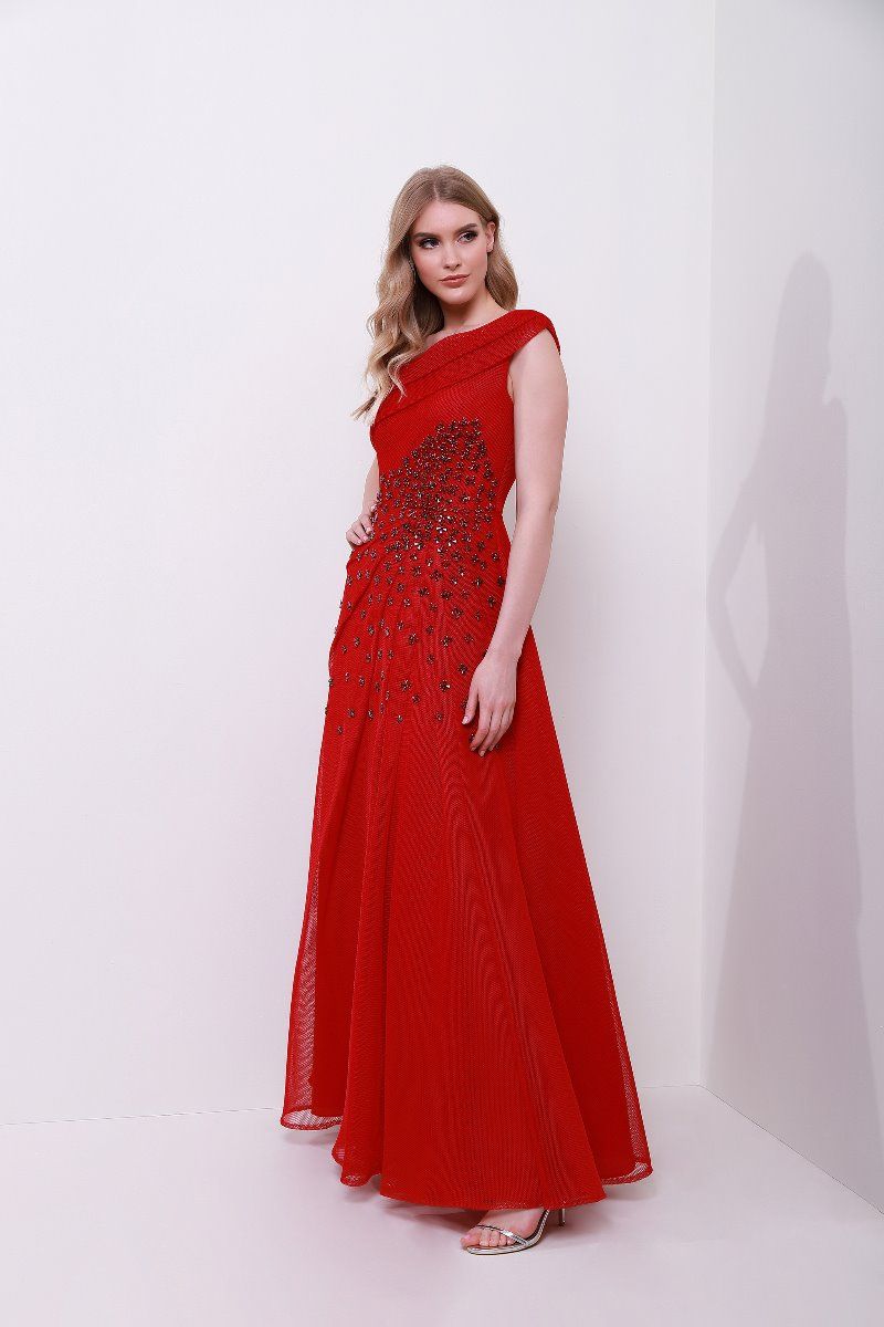 Embellished one-shoulder dress
