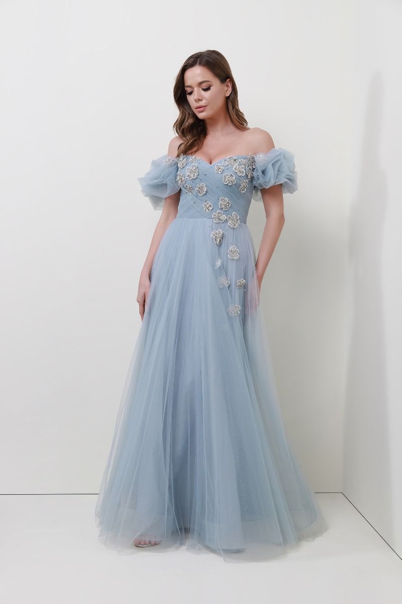 Embellished flower applique dress