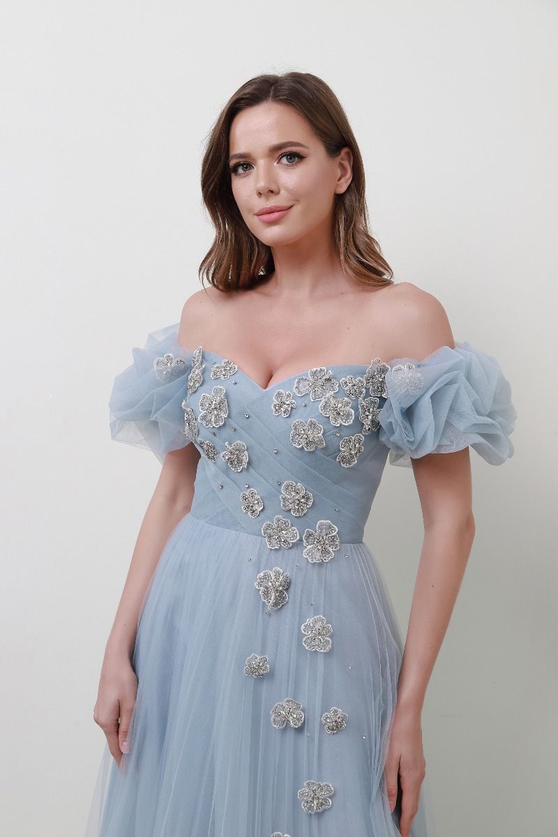 Embellished flower applique dress