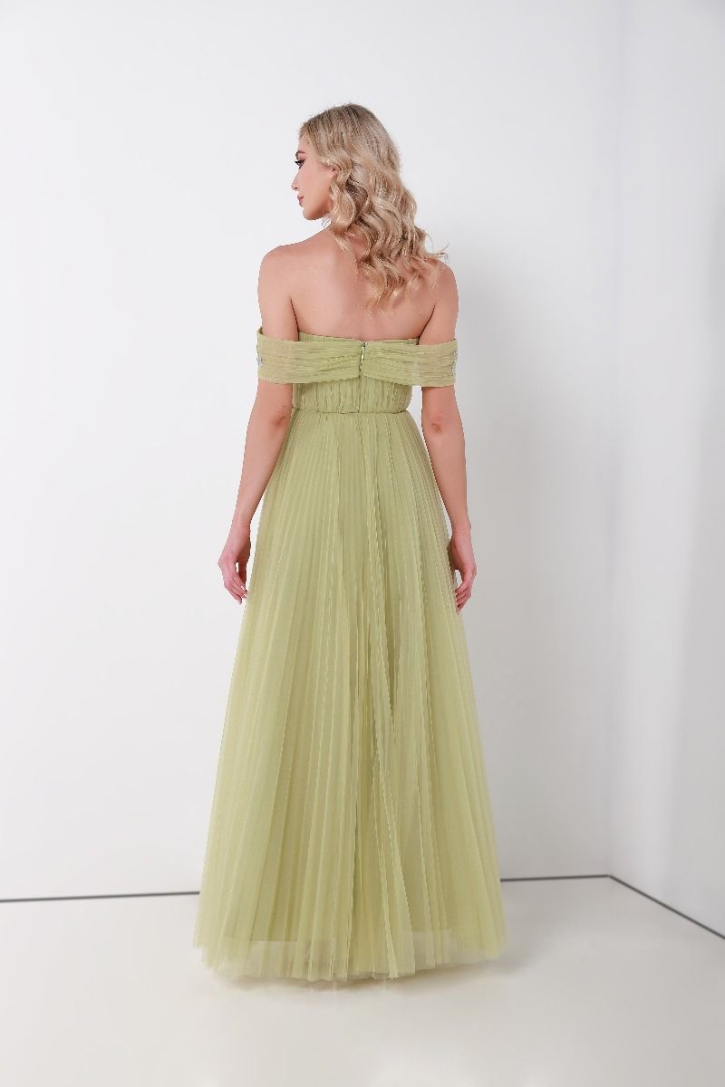 Floral embellishment off-shoulder dress