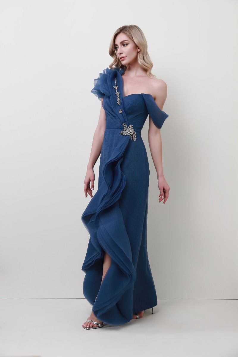One-shoulder embellished dress